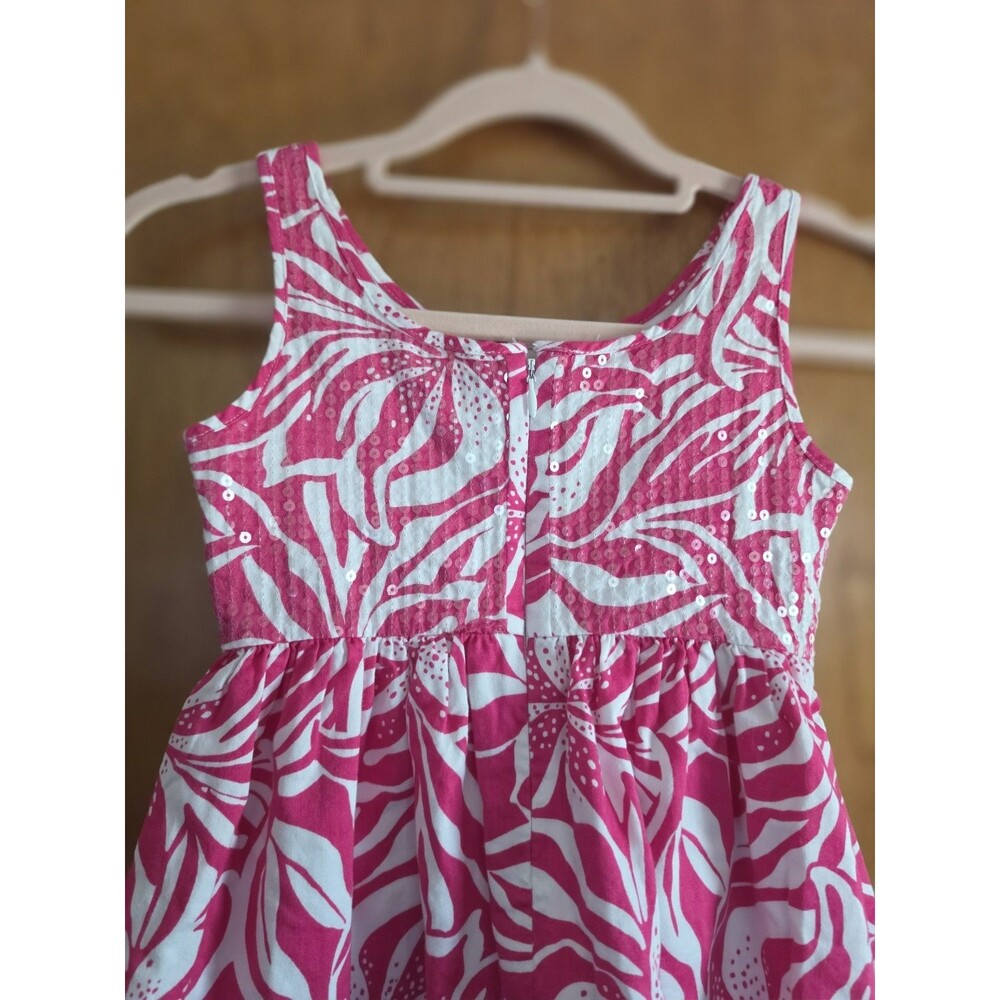 Lilly Pulitzer Girls Size 6 Shift Dress Pink With Adorable Front Bow Sequins - Picture 4 of 8